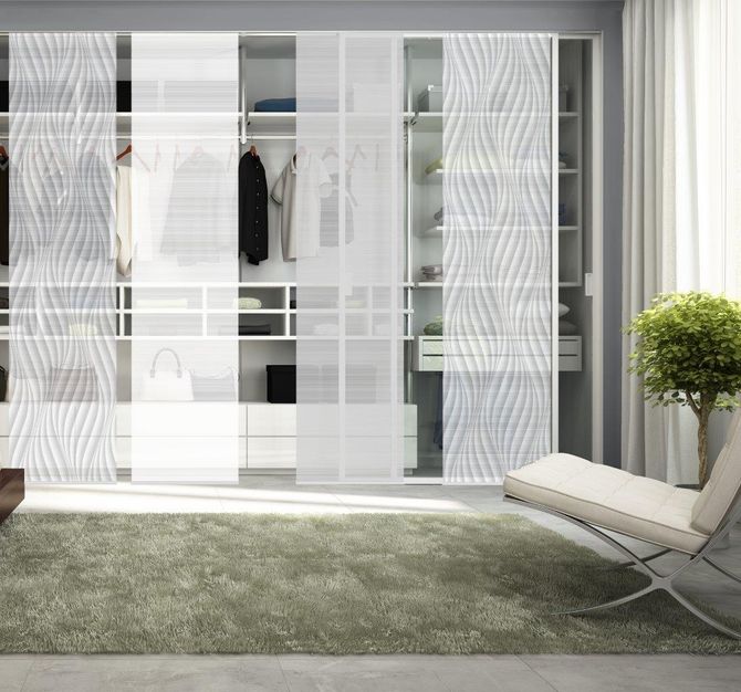 Schiebegardinen WAVE in Bambus-Optik, 260x60cm, Grau, blickdicht
