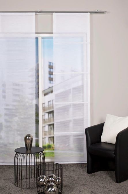 Magnet-Schiebegardine Bambus-Optik 245x60cm Wei 100% Polyester