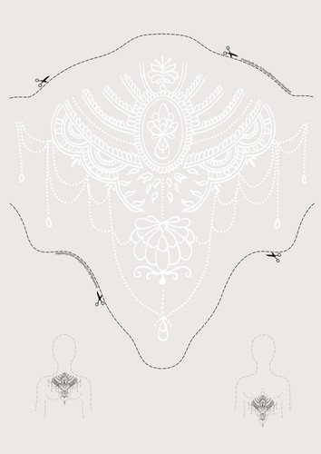 Tattoo Set mit filigranen Henna-Mustern und dekorativen floralen Ornamenten.