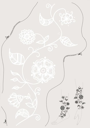 Tattoo Set mit weißen und braunen Henna-Mustern im floralen und ornamentalen Stil