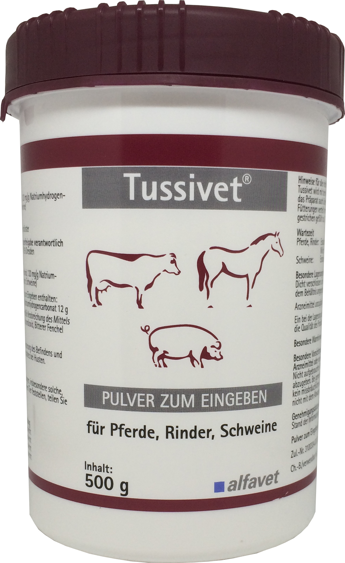 Alfavet Tussivet® Pulver 500 g - Hustenpulver für Pferde, Rinder und  Schweine | VETMarkt24.de