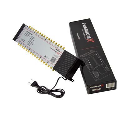 PremiumX Multischalter Set 5/12 Für SAT-Anlage – Mit Quattro LNB & 32 Steckern, Für Bis Zu 12 Teilnehmer