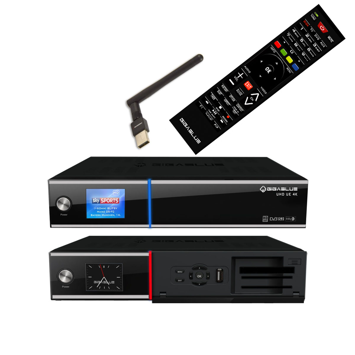 GigaBlue UHD UE 4K SAT TV Linux Receiver 2x DVBS2 Twin Tuner Wlan