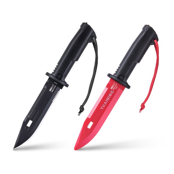 NEXKUT Taktikmesser-Set "VIPER DAGGER" mit Nylonscheide, 9Cr18MoV-Edelstahl mit schwarzer Titanbeschichtung NEXKUT Taktikmesser-Set "VIPER DAGGER" mit Nylonscheide, 9Cr18MoV-Edelstahl mit schwarzer Titanbeschichtung