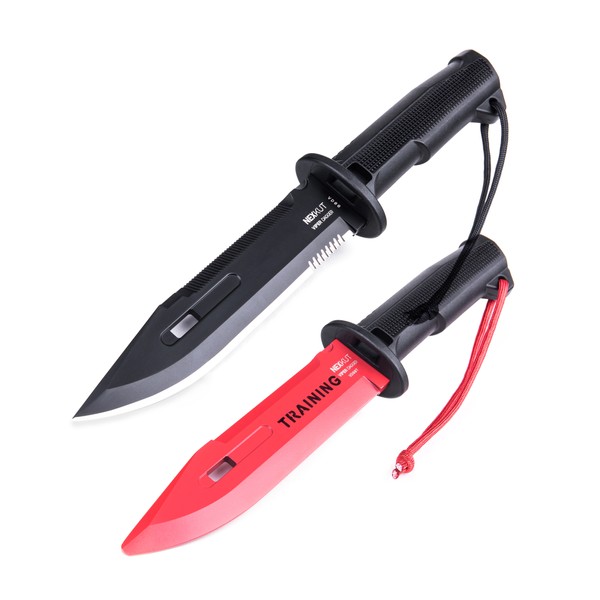 NEXKUT Taktikmesser-Set "VIPER DAGGER" mit Nylonscheide, 9Cr18MoV-Edelstahl mit schwarzer Titanbeschichtung NEXKUT Taktikmesser-Set "VIPER DAGGER" mit Nylonscheide, 9Cr18MoV-Edelstahl mit schwarzer Titanbeschichtung