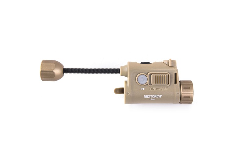 NEXTORCH  rStar - Taktische Helmlampe mit Rail-Montage und 4 Farben (Weiß/Rot/Grün/IR). Farbe: Sand