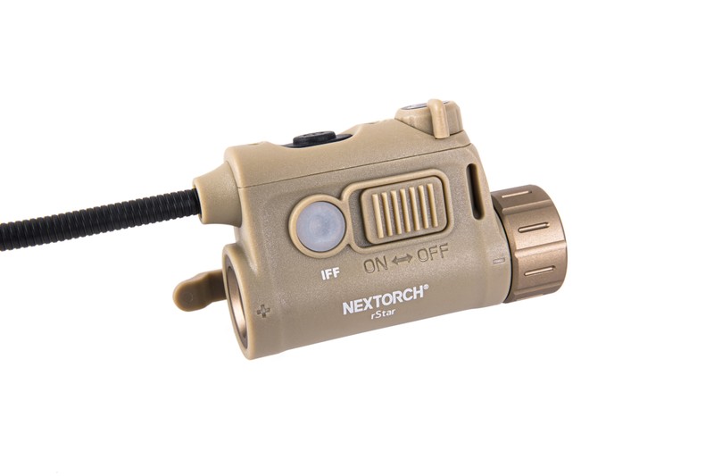 NEXTORCH  rStar - Taktische Helmlampe mit Rail-Montage und 4 Farben (Weiß/Rot/Grün/IR). Farbe: Sand