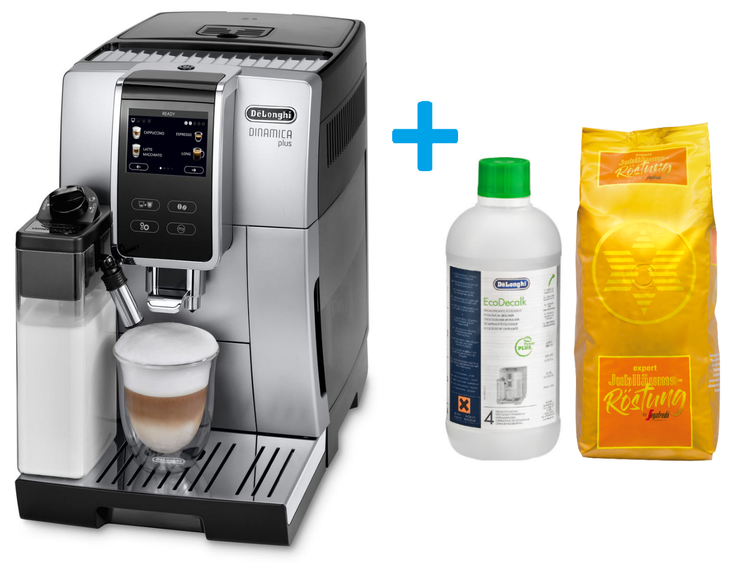 De'Longhi ECAM370.70.SB Kaffeevollautomat Bundle (inkl. Entkalker und Kaffeebohnen, OneTouch, Kegelmahlwerk, Silber, TFT Farb-Touchdisplay, 300 g Bohnenbehälter, 1,8 l Wassertank, Milchbehälter/Milchdüse)
