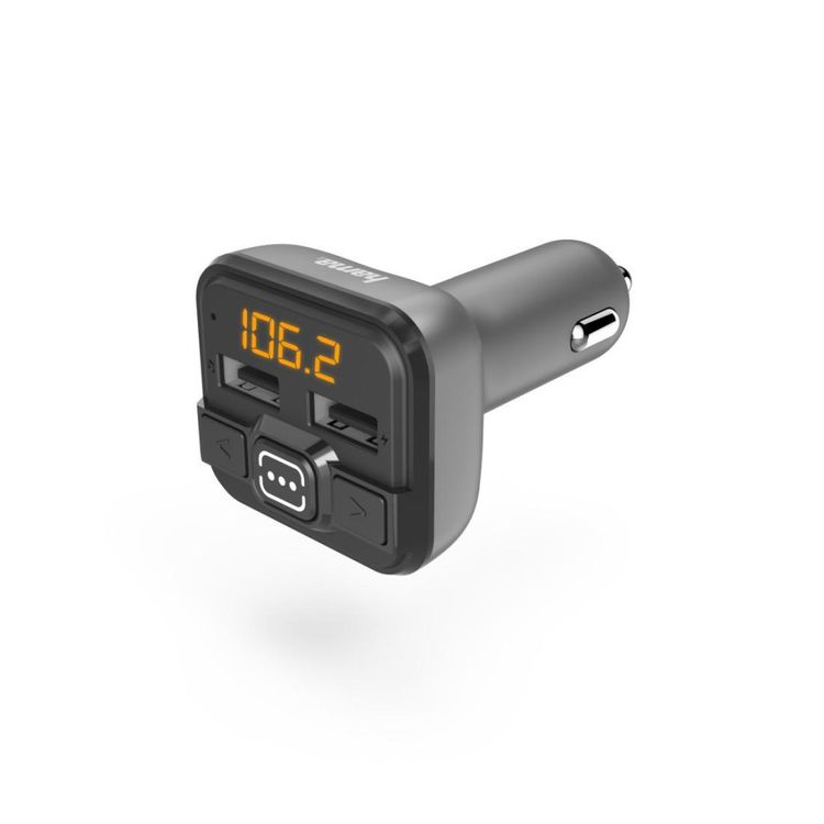 Hama FM Transmitter mit Bluetooth-Funktion und Kfz Ladegerät, grau, USB Slot, microSD, 2,4A/5V