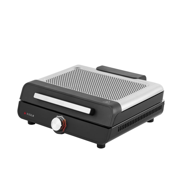 Ninja GR101EU Sizzle Tischgrill (1450 Watt, 60°C - 260°C, Grillfläche 28 cm x 37 cm, antihaftbeschichtet, spülmaschinenfest, austauschbare Grillplatte & Plancha)