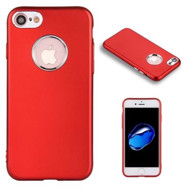 TPU Case für Apple iPhone 8 7 SE 2020 Pure Colour Metal Style, Farbe: Rot