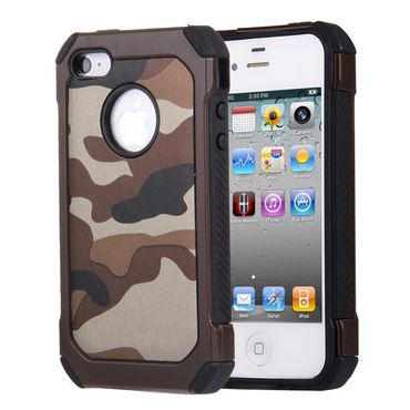 Outdoor Case für Apple iPhone 4 4S TPU Hybrid Camouflage, Farbe: Braun