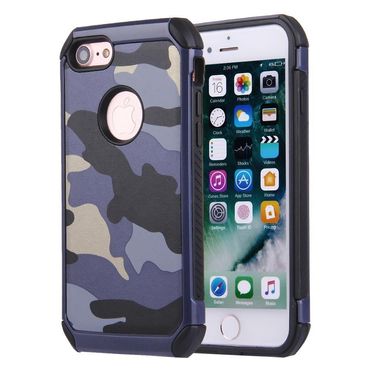 Outdoor Case für Apple iPhone 8 7 SE 2020 TPU Hybrid Tarn Camouflage, Farbe: Blau