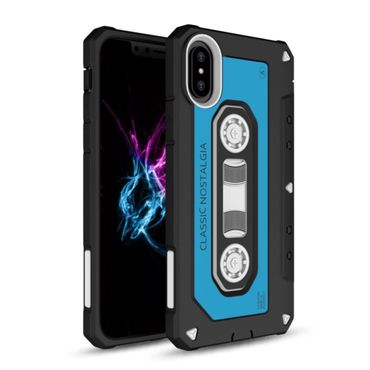 Outdoor Case für Apple iPhone XS X PC + TPU Nostalgie Tape Retro