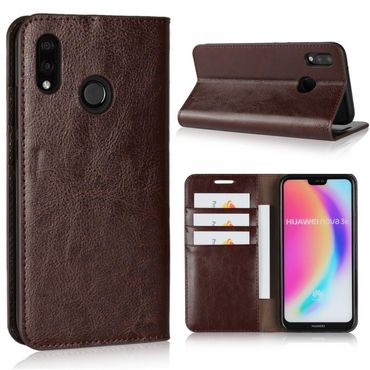 Wallet Case für Huawei P20 LITE Genuine Split Echt Leder Crazy Horse Skin