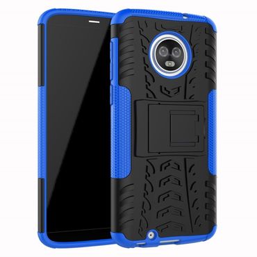 Outdoor Case für Motorola Moto G6 Tire Rutschfest Reifen Profil Hülle, Farbe: Blau/Schwarz