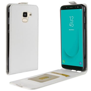 Flip Case für Samsung Galaxy J6 (2018) Crazy Horse Card Slot Handy Tasche, Farbe: Weiß