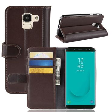 Wallet Case für Samsung Galaxy J6 (2018) Echt Leder Innenfach