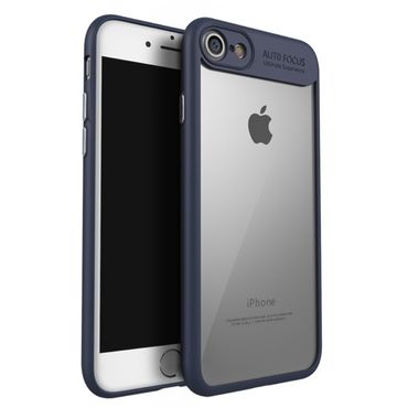 IPAKY TPU Gel Case für Apple iPhone 8 7 SE 2020 Frame elastisch Transparent, Farbe: Blau