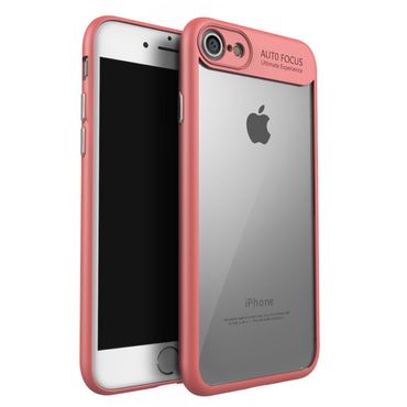 IPAKY TPU Gel Case für Apple iPhone 8 7 SE 2020 Frame elastisch Transparent, Farbe: Rot