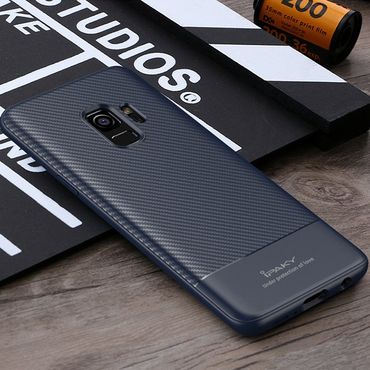 IPAKY TPU Case für SAMSUNG GALAXY S9 Carbon Fiber Muster Texture Hülle Cover