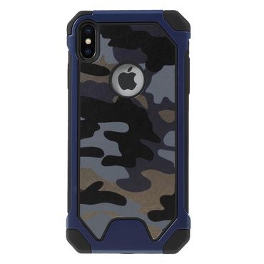 Outdoor Case für Apple iPhone XS MAX TPU Hybrid Camouflage, Farbe: Blau
