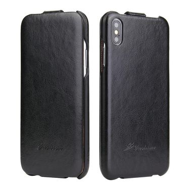Flip Case für Apple iPhone XS MAX Fashion Crazy Horse Klapp Etui, Farbe: Schwarz