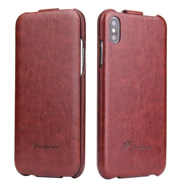 Flip Case für Apple iPhone XS MAX Fashion Crazy Horse Klapp Etui, Farbe: Braun