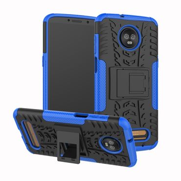 Outdoor Case für Motorola Moto Z3 PLAY Tire Rutschfest Kickstand, Farbe: Blau/Schwarz