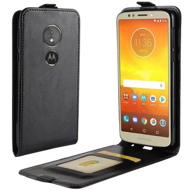 Flip Case für Motorola Moto G6 PLAY Crazy Horse Card Slot, Farbe: Schwarz