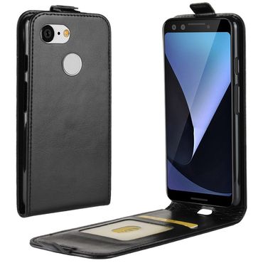 Flip Case für Google Pixel 3 Crazy Horse Card Slot, Farbe: Schwarz