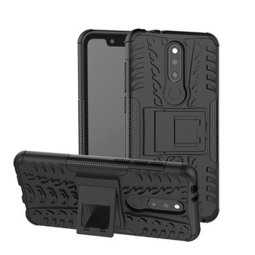 Outdoor Case für Nokia 5.1 PLUS Tire Rutschfest Kickstand, Farbe: Schwarz