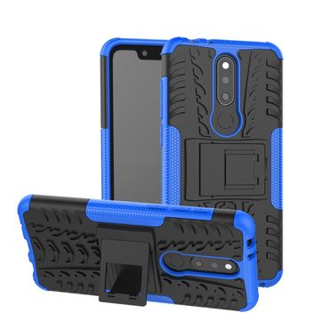 Outdoor Case für Nokia 5.1 PLUS Tire Rutschfest Kickstand, Farbe: Blau/Schwarz