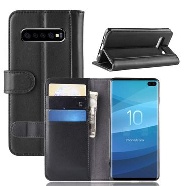 Wallet Case für Samsung Galaxy S10+ PLUS Echt Leder Innenfach Handy Tasche