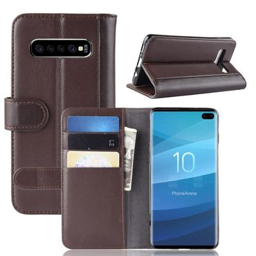 Wallet Case für Samsung Galaxy S10+ PLUS Echt Leder Innenfach Handy Tasche