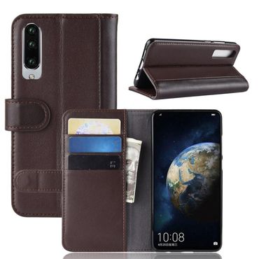 Wallet Case für Huawei P30 Echt Leder Innenfach Handy Tasche