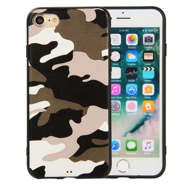 TPU Case für APPLE IPHONE 8 7 SE 2020 Camouflage Muster Flexi Tarn Handyhülle, Farbe: Weiß
