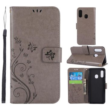 Wallet Case für Samsung Galaxy A20e Butterfly Flower Motiv Handy Tasche