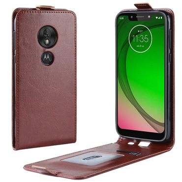 Flip Case für Motorola Moto G7 PLAY Crazy Horse Handy Tasche Card Slot, Farbe: Braun