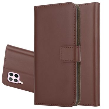 Wallet Case für Huawei P40 LITE Genuine Split Echt Leder Handy Tasche, Farbe: Braun