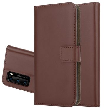 Wallet Case für Huawei P40 Genuine Split Echt Leder Handy Tasche, Farbe: Braun