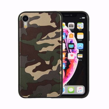 TPU Case für Apple iPhone XR Camouflage Muster Flexi Handyhülle, Farbe: Grün