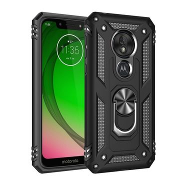 Outdoor Case für Motorola Moto G7 PLAY TPU PC Hybrid Sergeant Metall Ring Hülle, Farbe: Schwarz