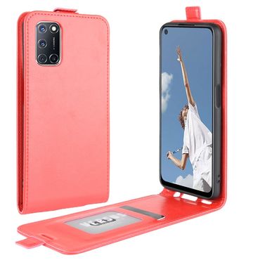 Flip Case für Oppo A52 A72 Crazy Horse Handy Tasche Card Slot, Farbe: Rot
