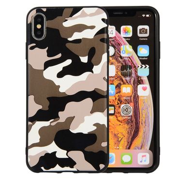 TPU Case für Apple iPhone XS MAX Camouflage Muster Flexi Handyhülle Tarn Cover, Farbe: Weiß