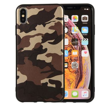 TPU Case für Apple iPhone XS MAX Camouflage Muster Flexi Handyhülle Tarn Cover, Farbe: Braun