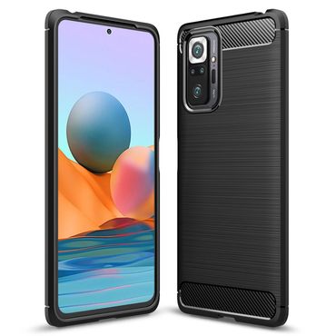 TPU Case für XIAOMI REDMI NOTE 10 PRO Carbon Fiber Skin Brushed Schutz Hülle