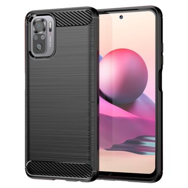 TPU Case für XIAOMI REDMI NOTE 10S Carbon Fiber Skin Brushed Schutz Hülle Cover