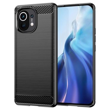 TPU Case für XIAOMI MI 11 Carbon Fiber Skin Brushed Schutz Hülle Soft Cover