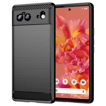 TPU Case für GOOGLE PIXEL 6 Carbon Fiber Skin Brushed Schutz Hülle Soft Cover